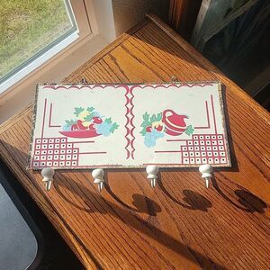 1950s Era style kitchen board mount 4 hook wall rack MCM Kitschy Cottage Grandma